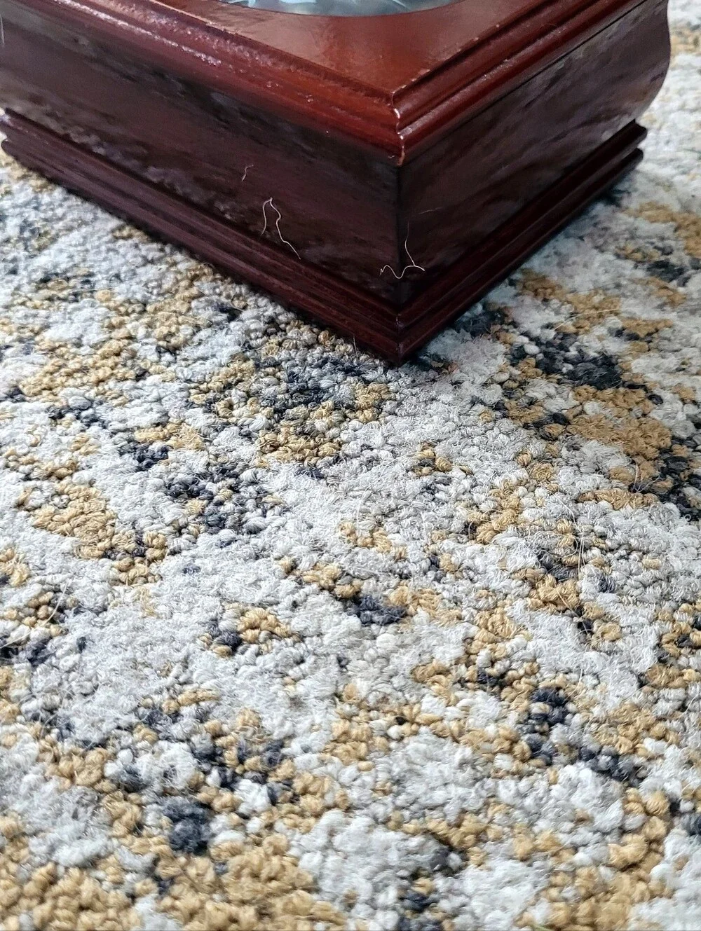 Wood Jewelry Box with Etched Glass Floral Top - Cherry Finish